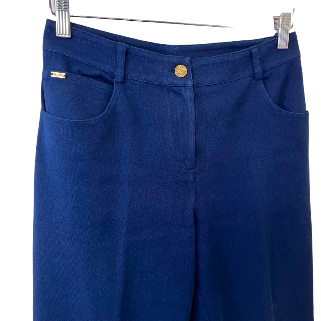 St. John Blue Trouser Pants In Size 4 W/ Bedazzled Pocket